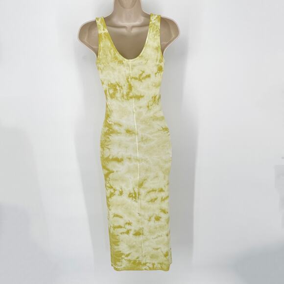 Enza Costa REVOLVE Tie Dye Tank Dress Bodycon Silhouette NEW Size M Yellow White - Picture 4 of 9